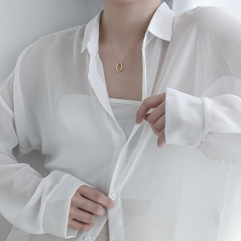 Damen elegante Halskette mit ovalem Anhänger Shop Nory