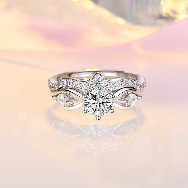 Damen Verlobungsring mit elegantem Kronen-Design und funkelndem Zirkonia-Besatz Shop Nory