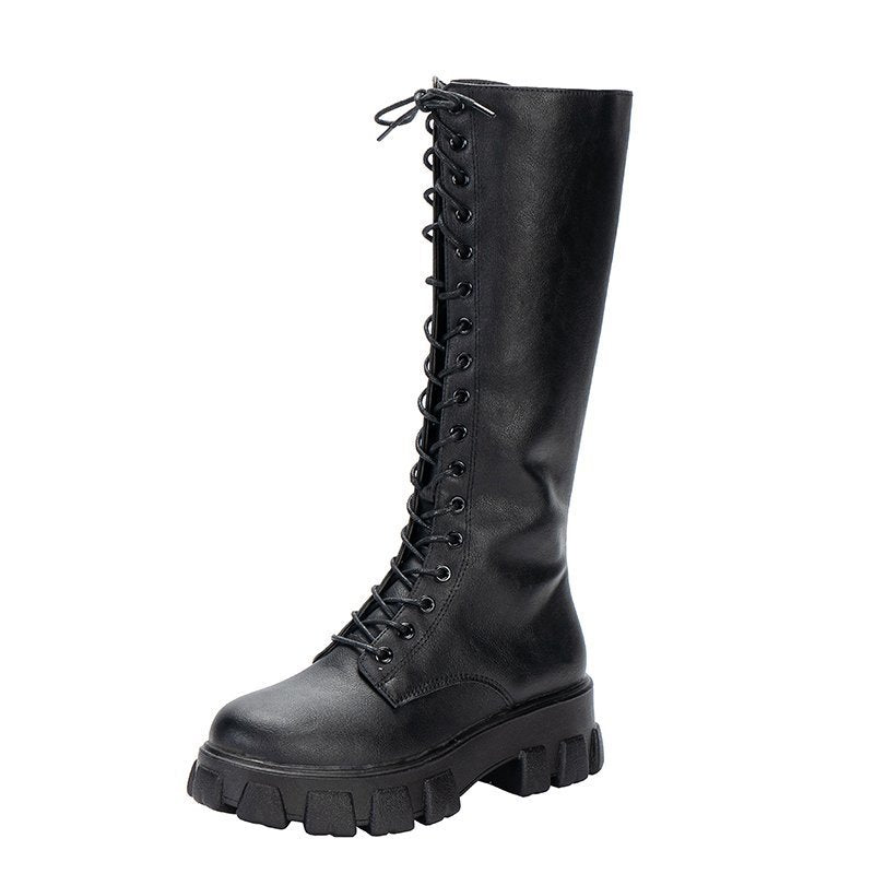 Damen Hohe Schnürstiefel mit robustem Profil und modischem Design