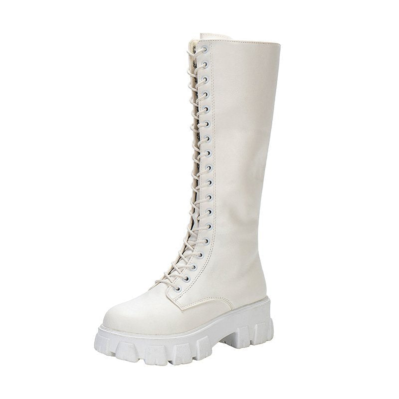 Damen Hohe Schnürstiefel mit robustem Profil und modischem Design