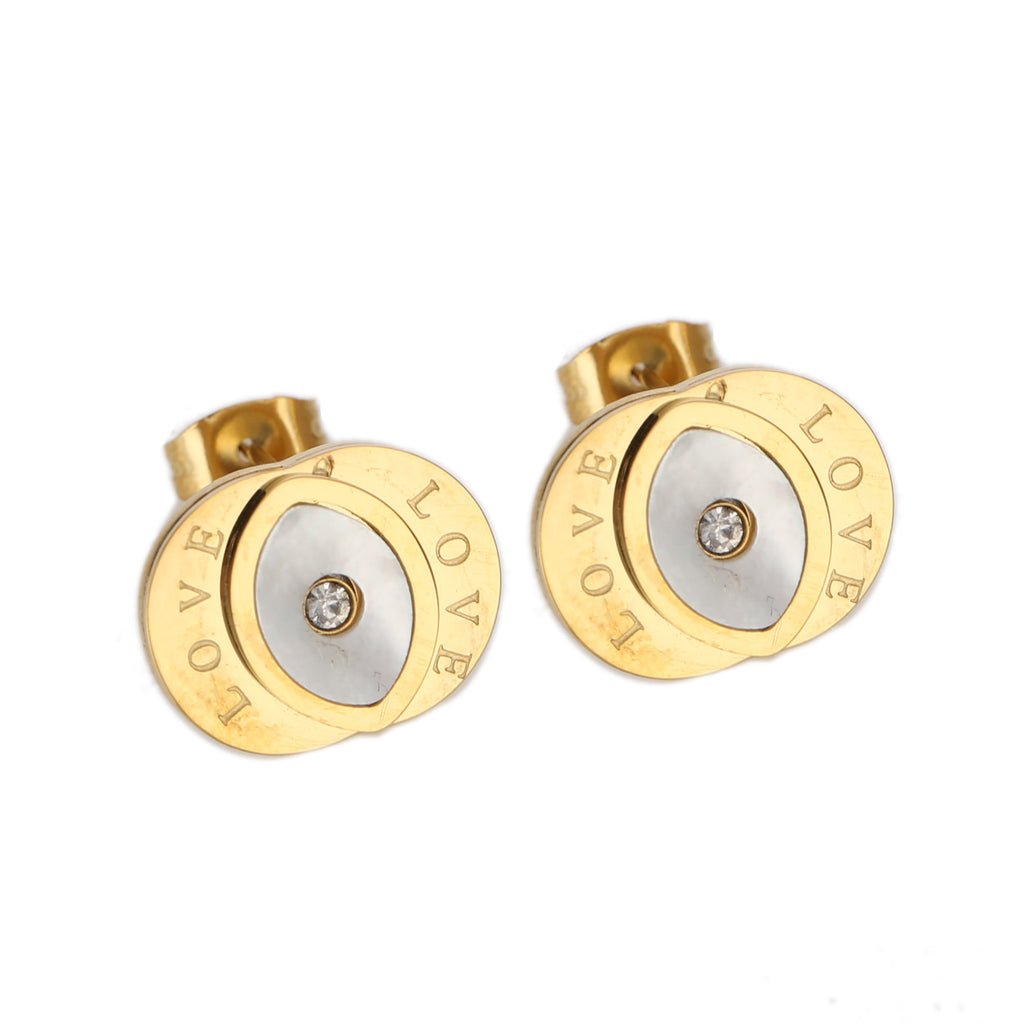 Damen Ohrstecker mit elegantem LOVE-Motiv und funkelnden Kristallen Shop Nory