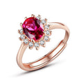 Damenring mit elegantem rotem Hauptstein und funkelndem Zirkonia-Besatz Shop Nory
