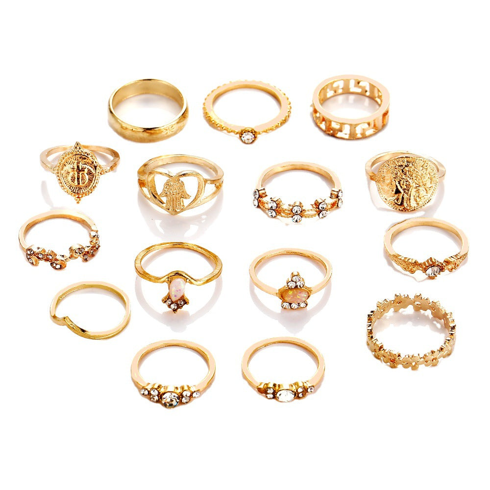 Damen Ring-Set mit kreativem Design und funkelnden Akzenten Shop Nory 1781548736