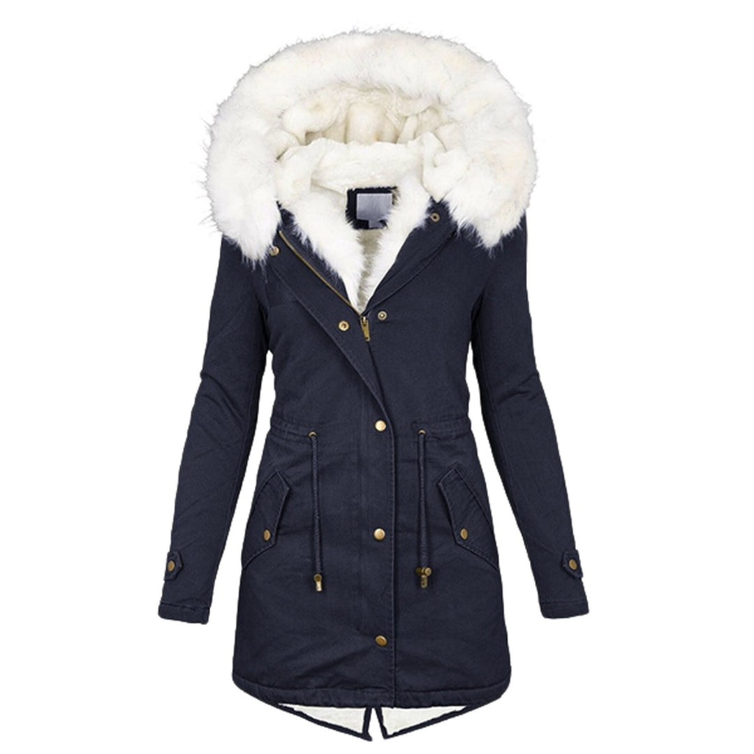Damen Gefütterter Parka-Mantel mit Teddyfutter, abnehmbarer Kunstfellkapuze und Taillenzug Shop Nory