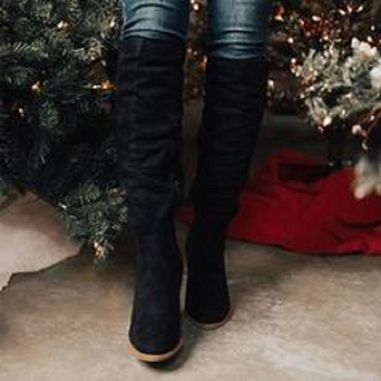 Damen Kniehohe Slouch‑Stiefel mit mittlerem Blockabsatz und seitlichem Reißverschluss Shop Nory