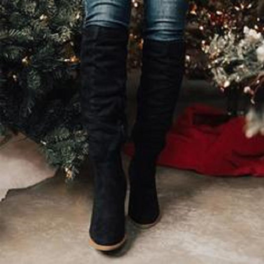 Damen Kniehohe Slouch‑Stiefel mit mittlerem Blockabsatz und seitlichem Reißverschluss Shop Nory