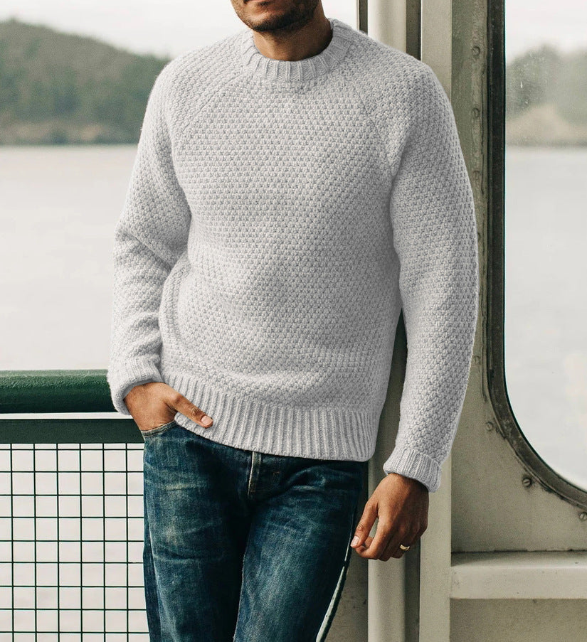 Herren Raglan-Strukturpullover mit Wabenstruktur und Rippbündchen Shop Nory