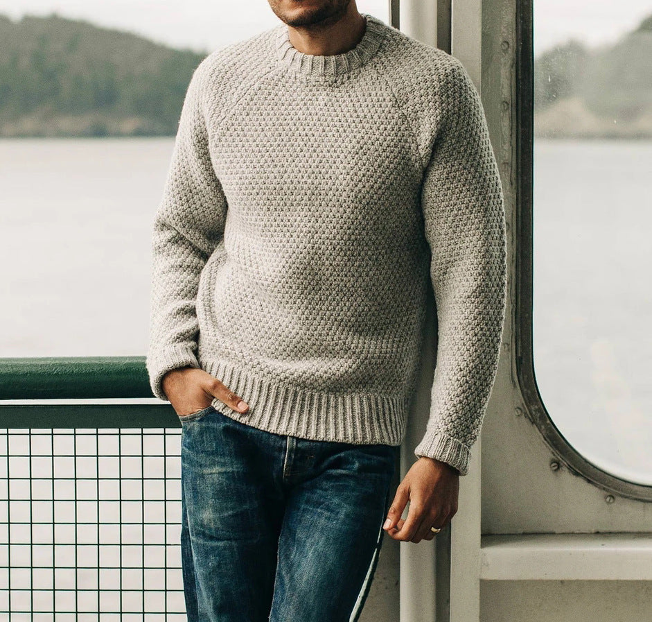 Herren Raglan-Strukturpullover mit Wabenstruktur und Rippbündchen Shop Nory