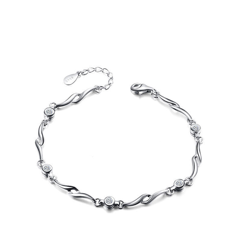 Damen zartes armkettchen mit stilvollem zirkonia-besatz shop nory