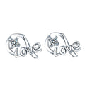 Damen Ohrstecker mit liebevoll gestaltetem "Love" Schriftzug und funkelnden Zirkonia Shop Nory