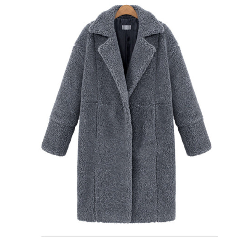 Damen Teddy-Mantel mit Reverskragen, knielanger Schnitt und weicher Sherpa-Optik Shop Nory