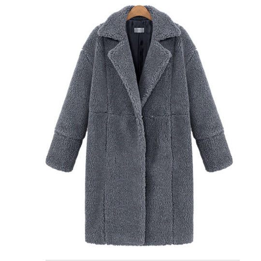 Damen Teddy-Mantel mit Reverskragen, knielanger Schnitt und weicher Sherpa-Optik Shop Nory