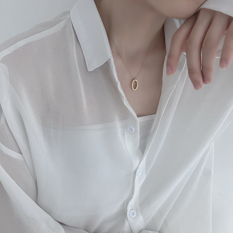 Damen elegante Halskette mit ovalem Anhänger Shop Nory