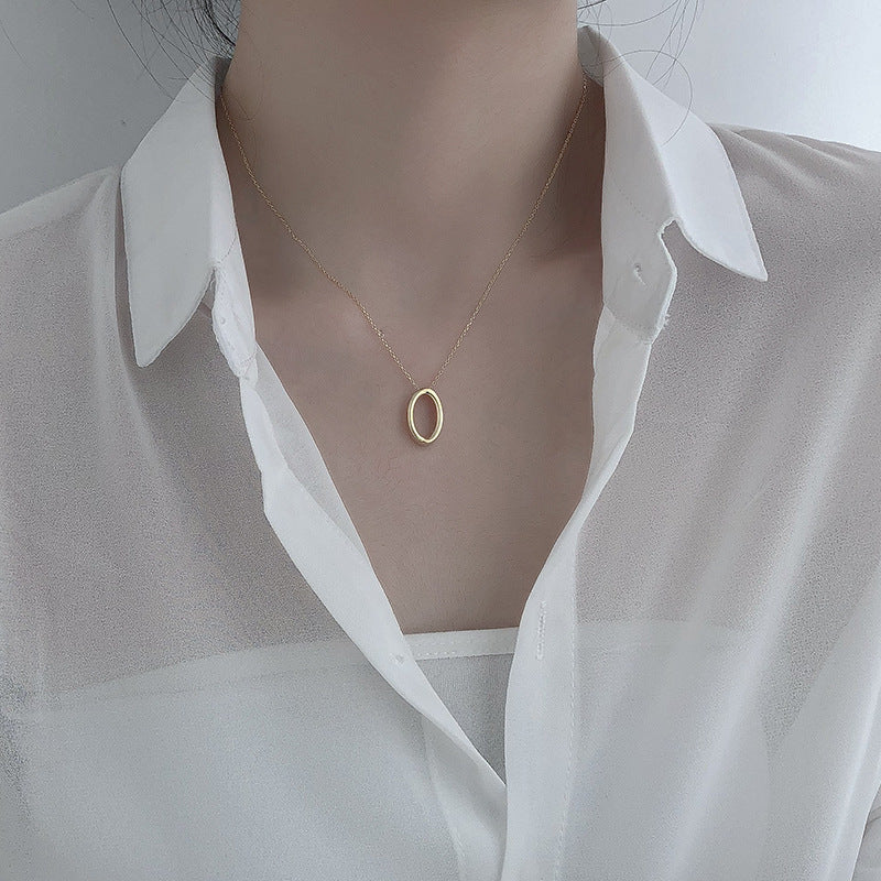 Damen elegante Halskette mit ovalem Anhänger Shop Nory