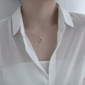 Damen elegante Halskette mit ovalem Anhänger Shop Nory