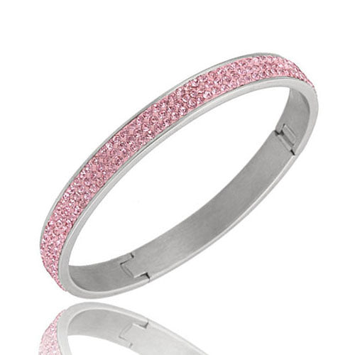 Damen Armband mit funkelndem Kristallbesatz und eleganter Edelstahl-Oberfläche Shop Nory
