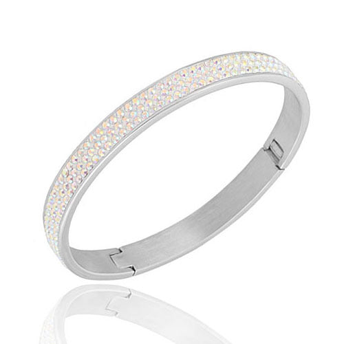 Damen Armband mit funkelndem Kristallbesatz und eleganter Edelstahl-Oberfläche Shop Nory