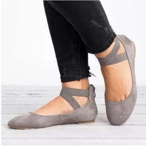 Damen Schicke Ballerinas mit elastischem Kreuzriemen und weichem Obermaterial