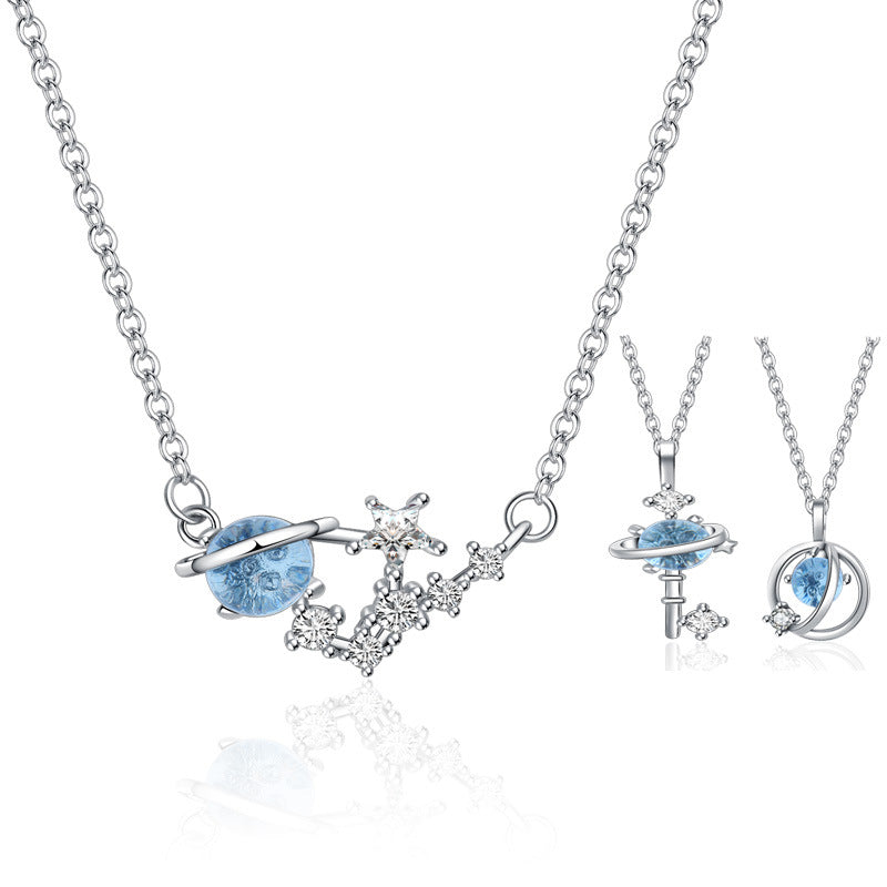 Damen Halskette mit funkelndem Planetendesign und Sternenakzenten Shop Nory