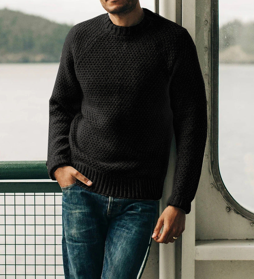 Herren Raglan-Strukturpullover mit Wabenstruktur und Rippbündchen Shop Nory