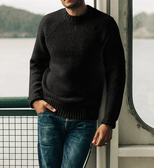 Herren Raglan-Strukturpullover mit Wabenstruktur und Rippbündchen Shop Nory