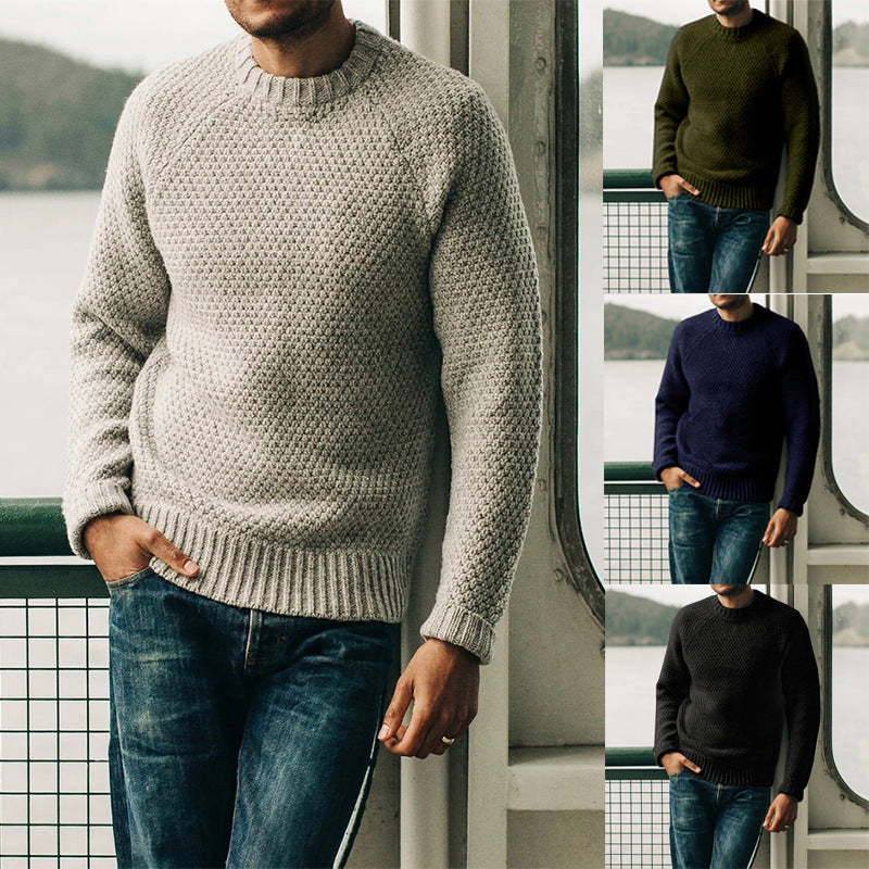 Herren Raglan-Strukturpullover mit Wabenstruktur und Rippbündchen Shop Nory
