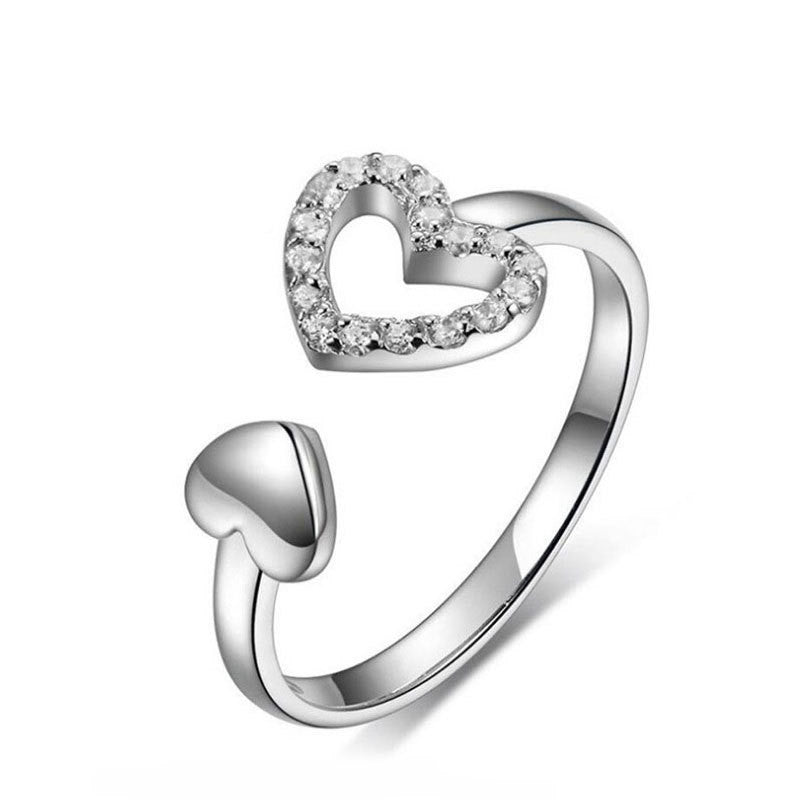 Damen Offener Ring mit herzförmigem Design und funkelnden Zirkonia Shop Nory
