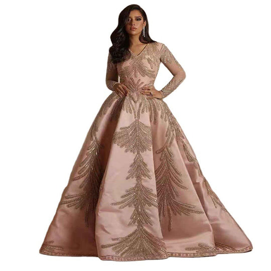 Damen Glamouröses Abendkleid mit schimmernden Pailletten und tiefem V-Ausschnitt