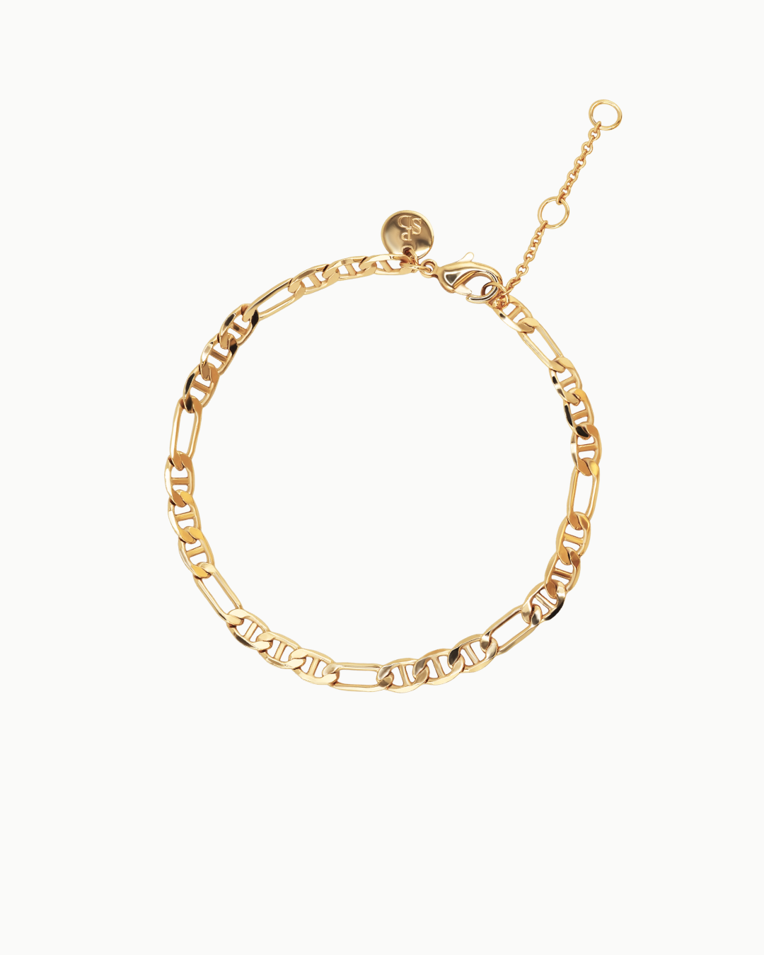 Klassisches Slim Figaro Minimal Gold Kettenarmband | Shop Nory