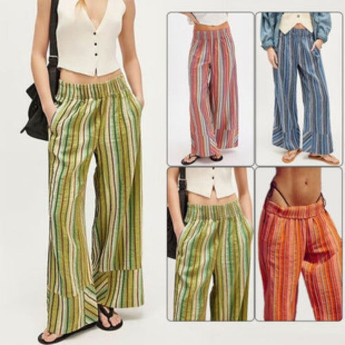 Gestreifte Hose mit weitem Bein