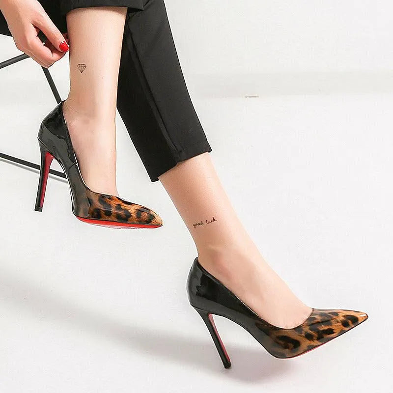 Leopard Print Lace High Heels For Women