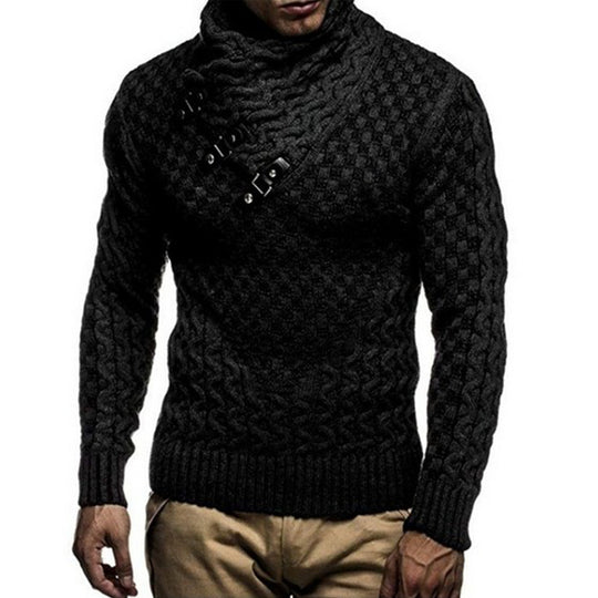 Herren Strickpullover mit asymmetrischem Schalkragen und Zopfstrick Shop Nory