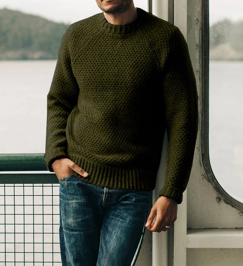 Herren Raglan-Strukturpullover mit Wabenstruktur und Rippbündchen Shop Nory