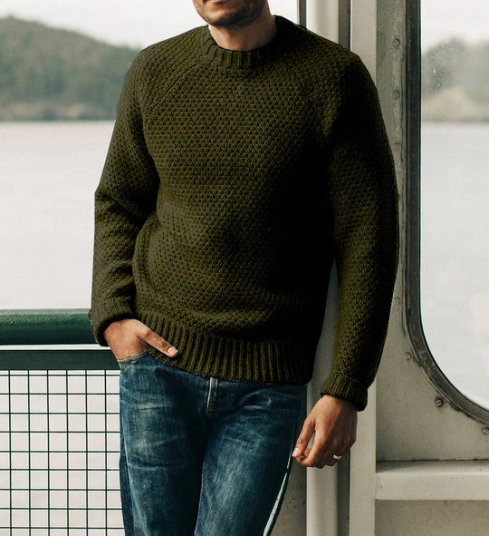 Herren Raglan-Strukturpullover mit Wabenstruktur und Rippbündchen Shop Nory