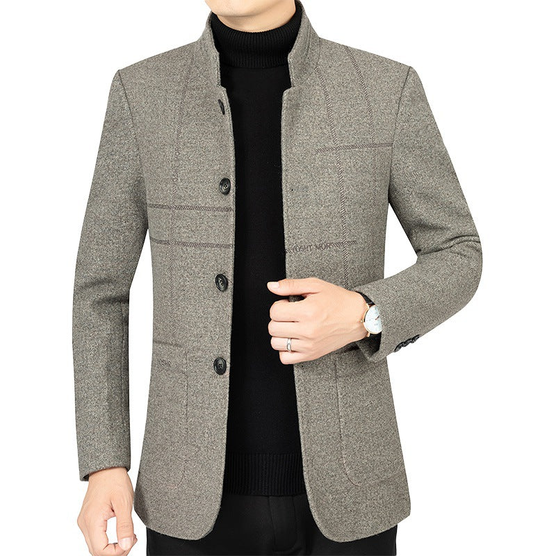 Herren Kurzblazer im Sakko-Stil mit Stehkragen und strukturierter Wollmischung Shop Nory