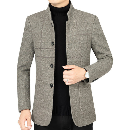 Herren Kurzblazer im Sakko-Stil mit Stehkragen und strukturierter Wollmischung Shop Nory
