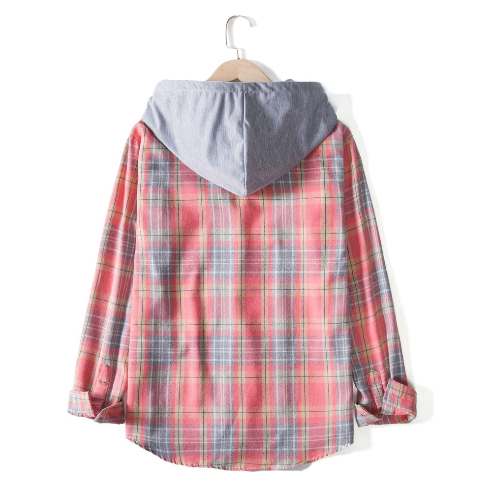 Damen Flanellhemd mit Kapuze und praktischem Design