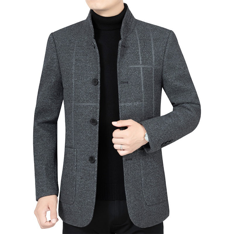 Herren Kurzblazer im Sakko-Stil mit Stehkragen und strukturierter Wollmischung Shop Nory