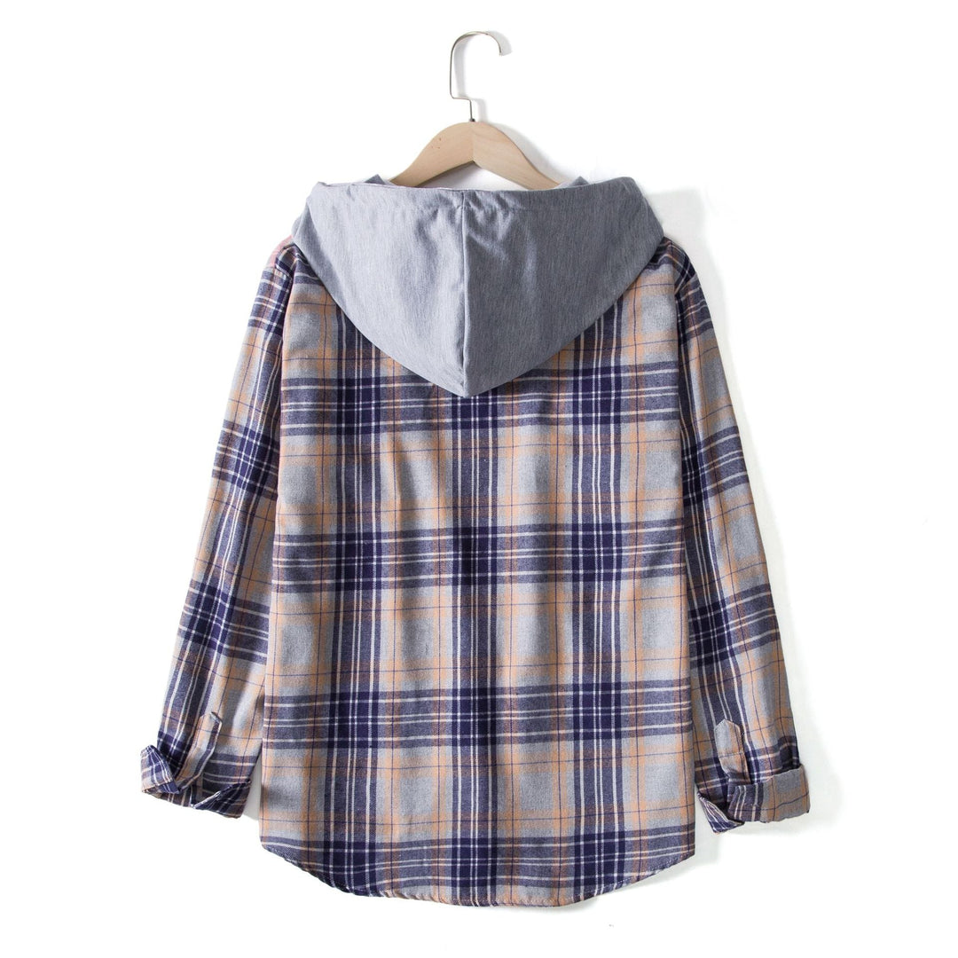 Damen Flanellhemd mit Kapuze und praktischem Design