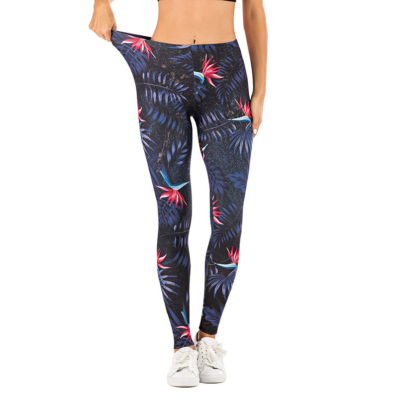 Damen Leggings mit abstraktem Streifenmuster, hoher Taille und atmungsaktivem Stretch-Funktionsstoff Shopy Nory