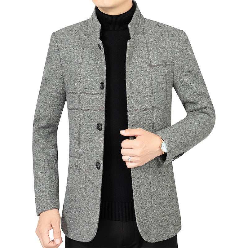 Herren Kurzblazer im Sakko-Stil mit Stehkragen und strukturierter Wollmischung Shop Nory