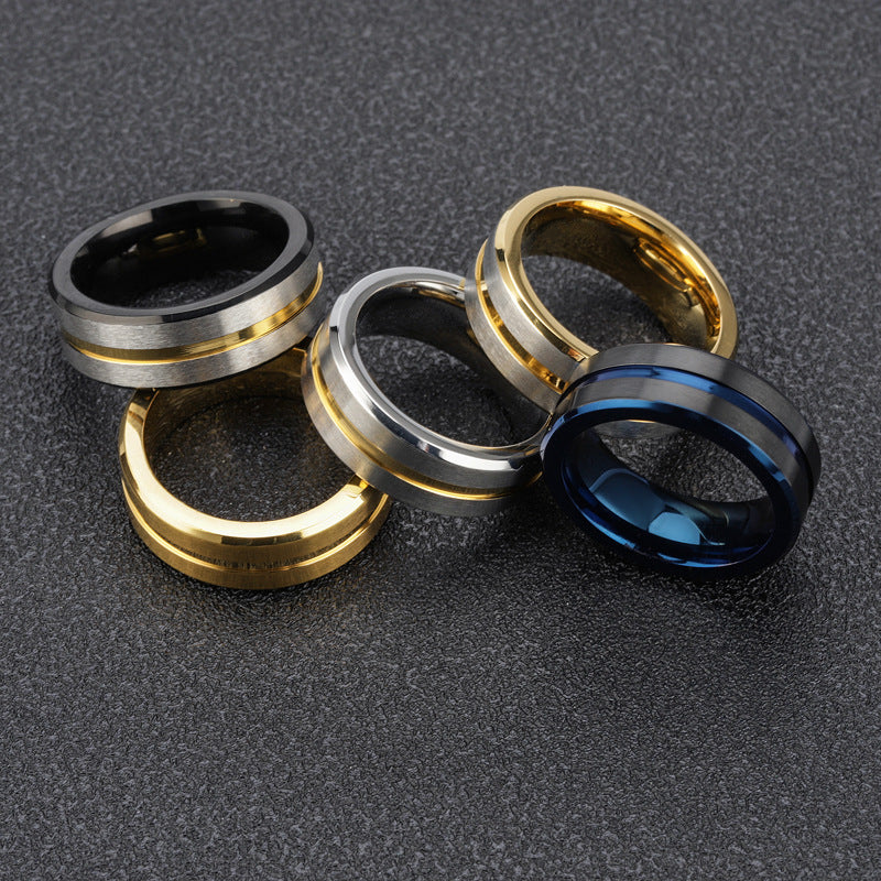 Herren eleganter Edelstahlring mit goldenen Akzenten Shop Nory