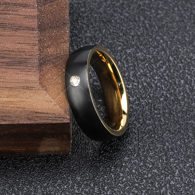 Herren Trauring aus Edelstahl mit eleganter Diamant-Applikation Shop Nory