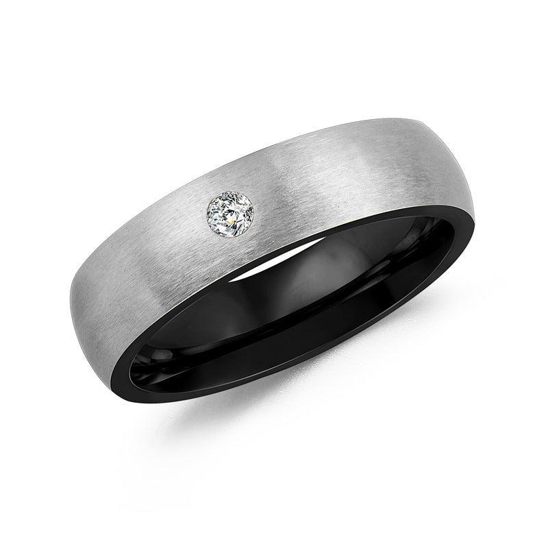 Herren Trauring aus Edelstahl mit eleganter Diamant-Applikation Shop Nory