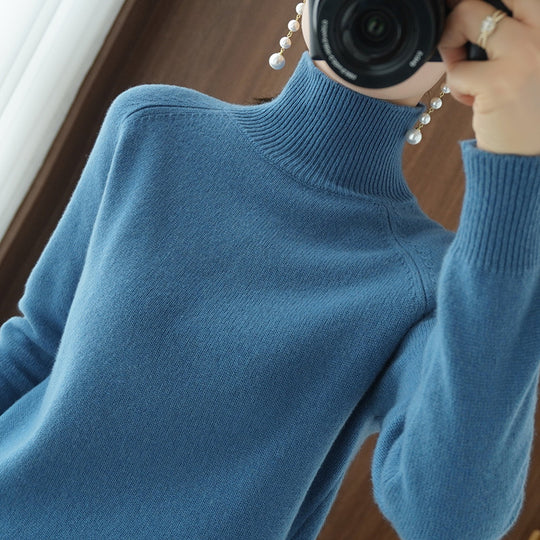 Damen Rollkragenpullover aus Kaschmir-Mix mit feiner Rippstruktur und überschnittener Schulter Shop Nory