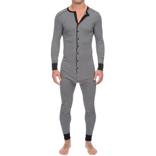 Herren Langarm Schlafanzugset mit komfortablem Knopfdesign