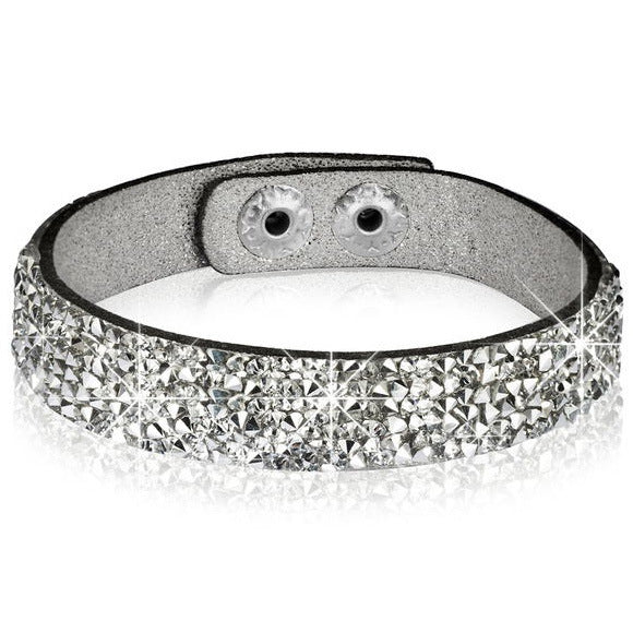 Damen Armband aus Kunstleder mit strahlendem Kristallbesatz Shop Nory