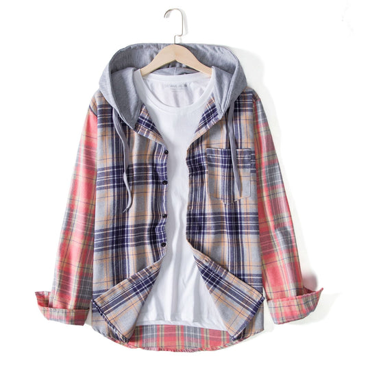 Damen Flanellhemd mit Kapuze und praktischem Design