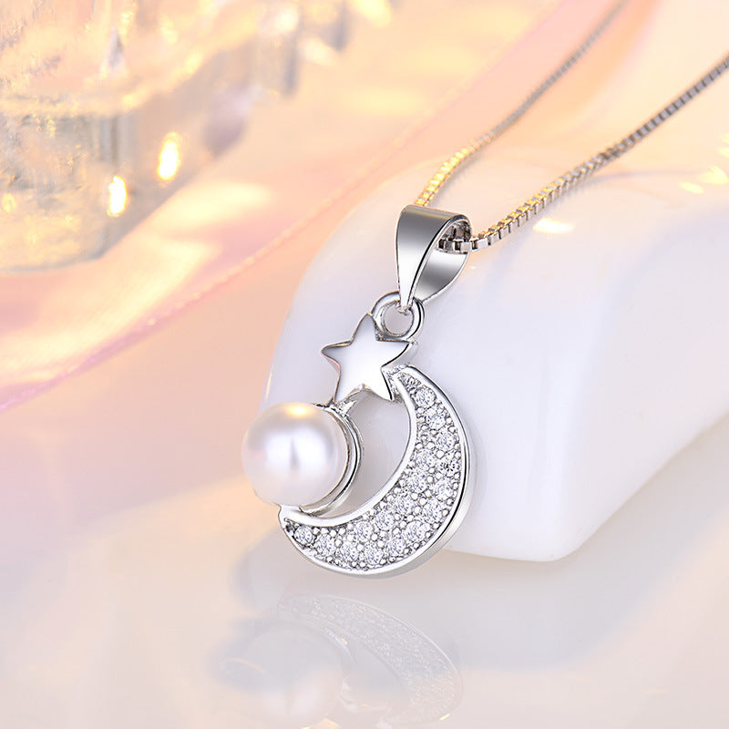 Damen Halskette mit zeitgenössischem Mond- und Sternenanhänger Shop Nory