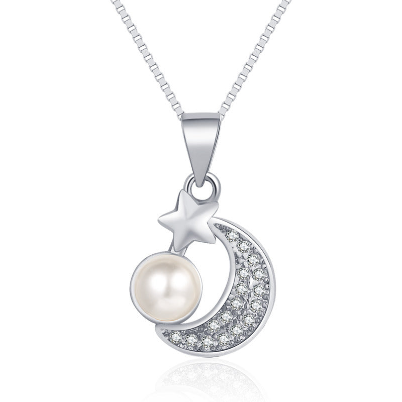 Damen Halskette mit zeitgenössischem Mond- und Sternenanhänger Shop Nory